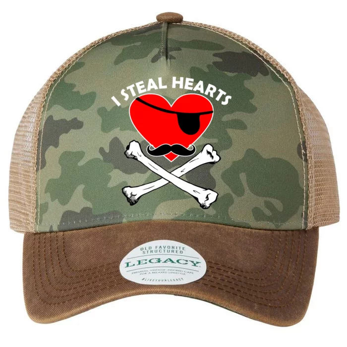 I Steal Hearts Pirate Crossbones Mustache Valentine's Day Design Legacy Tie Dye Trucker Hat