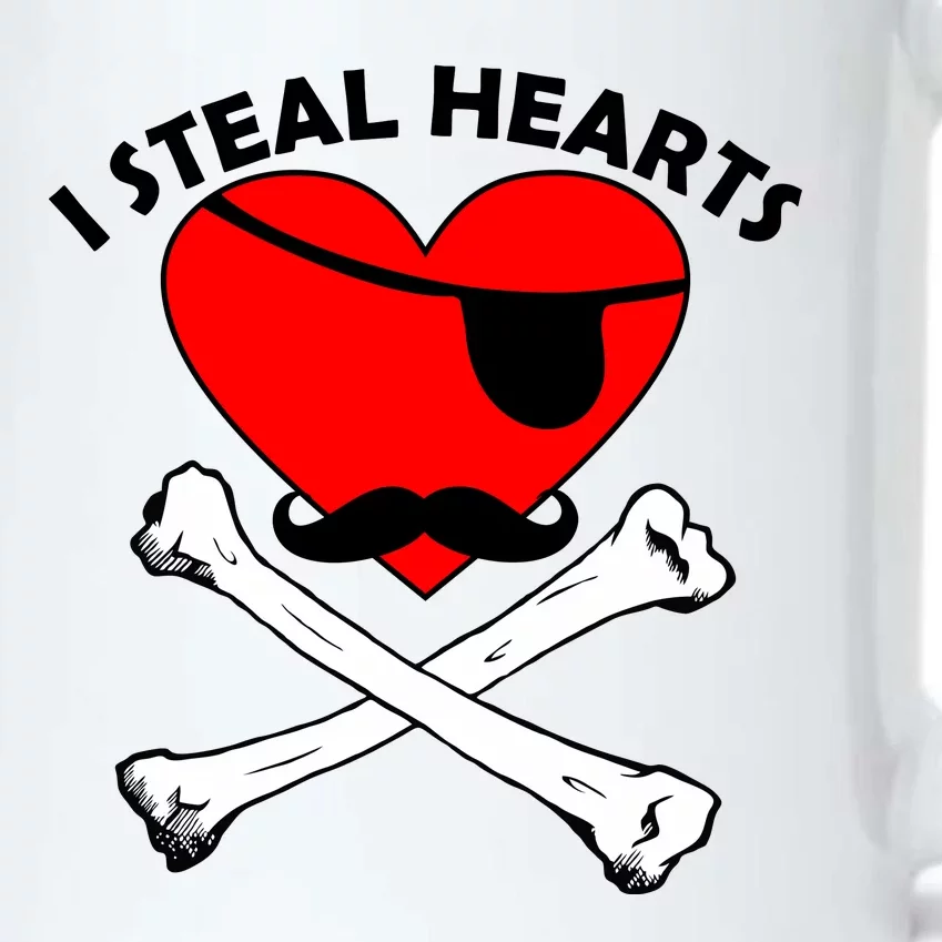 I Steal Hearts Pirate Crossbones Mustache Valentine's Day Design Black Color Changing Mug