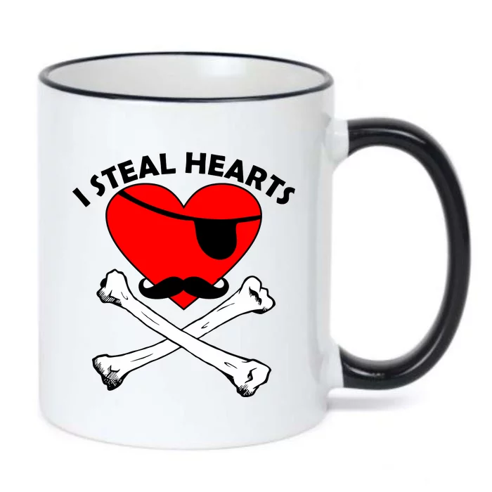 I Steal Hearts Pirate Crossbones Mustache Valentine's Day Design Black Color Changing Mug