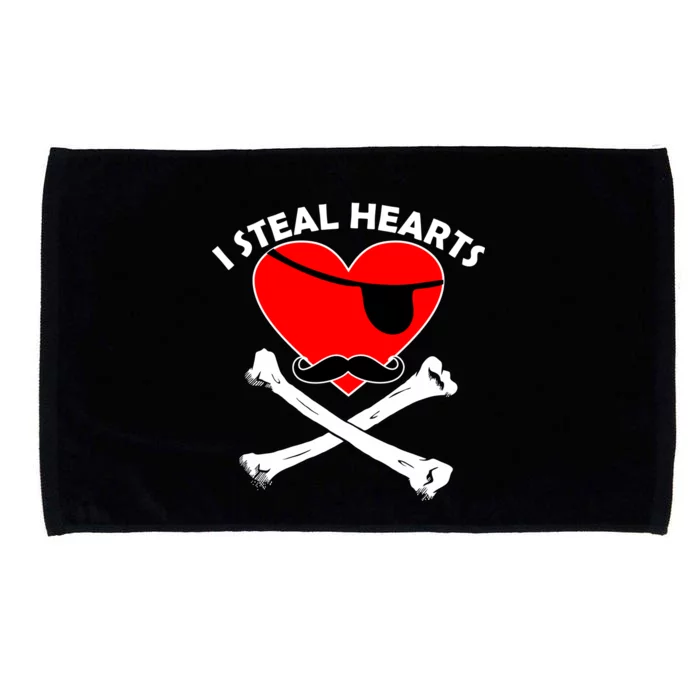 I Steal Hearts Pirate Crossbones Mustache Valentine's Day Design Microfiber Hand Towel