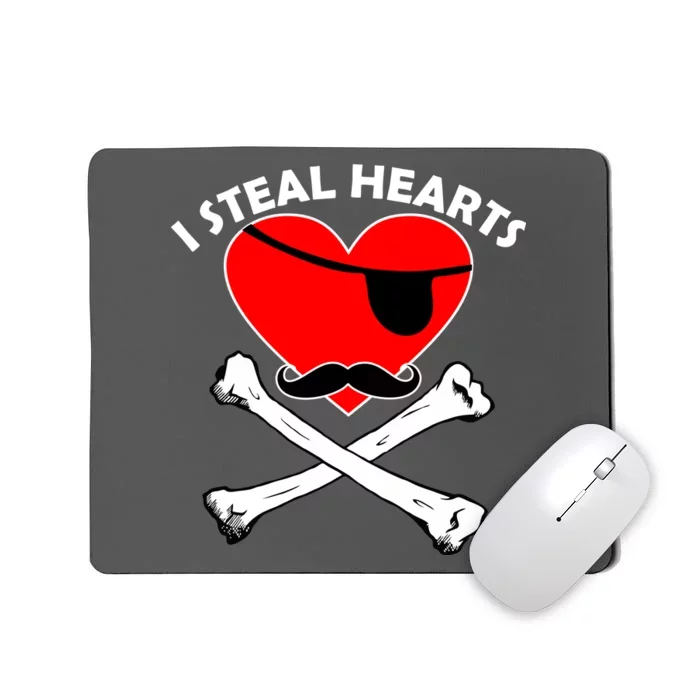 I Steal Hearts Pirate Crossbones Mustache Valentine's Day Design Mousepad