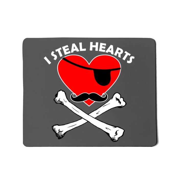 I Steal Hearts Pirate Crossbones Mustache Valentine's Day Design Mousepad