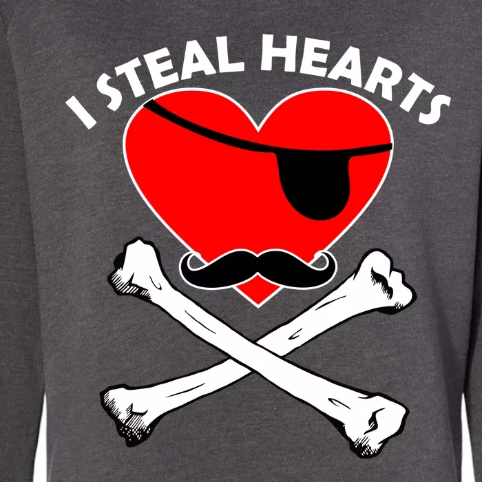 I Steal Hearts Pirate Crossbones Mustache Valentine's Day Design Womens California Wash Sweatshirt