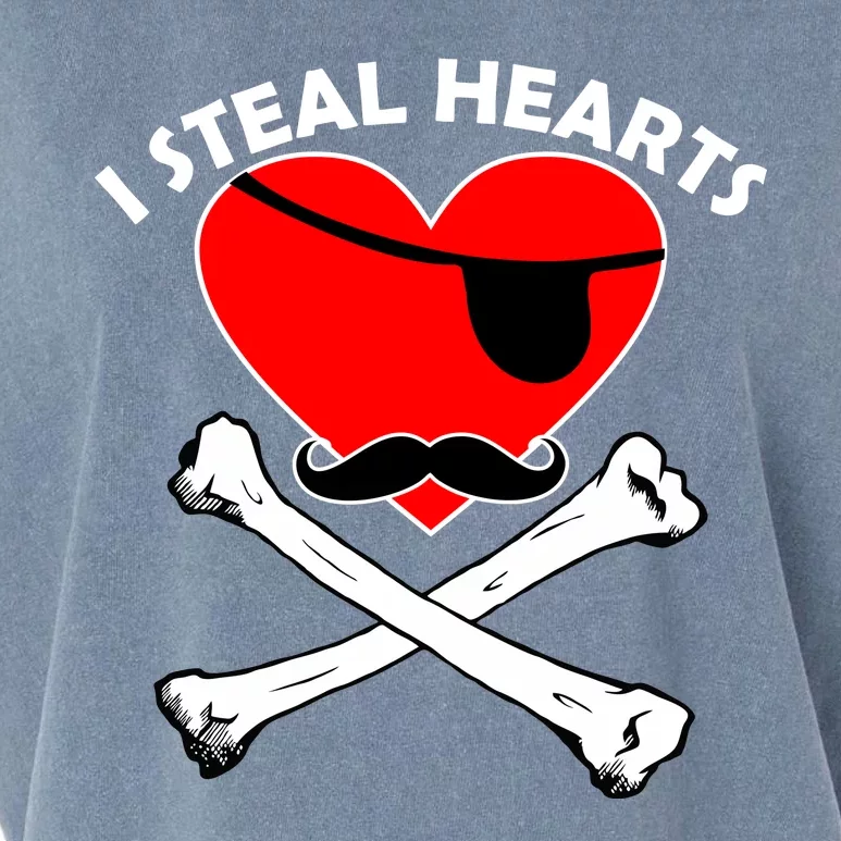 I Steal Hearts Pirate Crossbones Mustache Valentine's Day Design Garment-Dyed Women's Muscle Tee