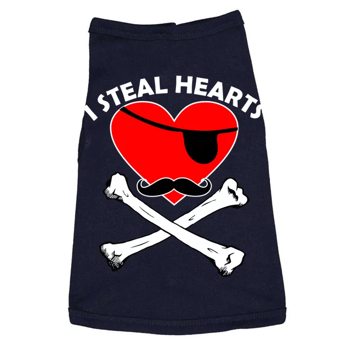 I Steal Hearts Pirate Crossbones Mustache Valentine's Day Design Doggie Tank