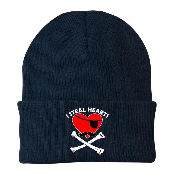 I Steal Hearts Pirate Crossbones Mustache Valentine's Day Design Knit Cap Winter Beanie