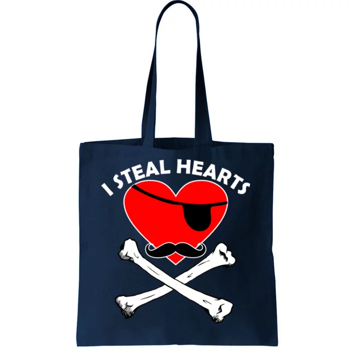 I Steal Hearts Pirate Crossbones Mustache Valentine's Day Design Tote Bag