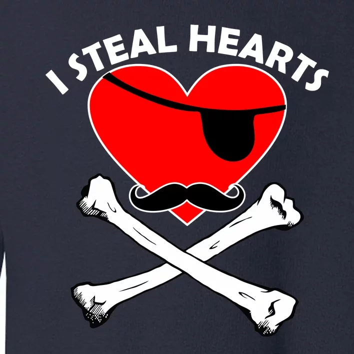 I Steal Hearts Pirate Crossbones Mustache Valentine's Day Design Toddler Sweatshirt