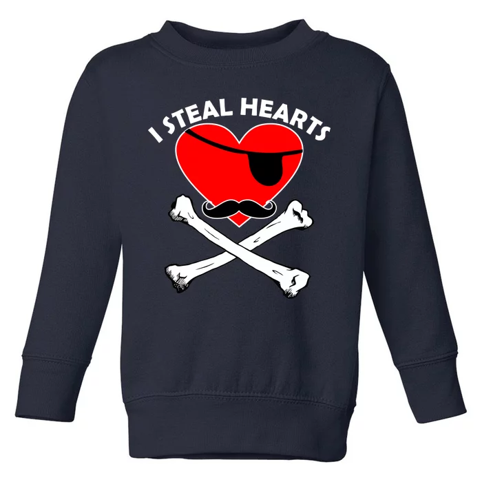 I Steal Hearts Pirate Crossbones Mustache Valentine's Day Design Toddler Sweatshirt