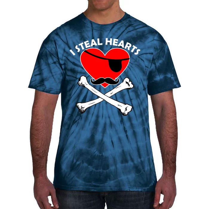 I Steal Hearts Pirate Crossbones Mustache Valentine's Day Design Tie-Dye T-Shirt