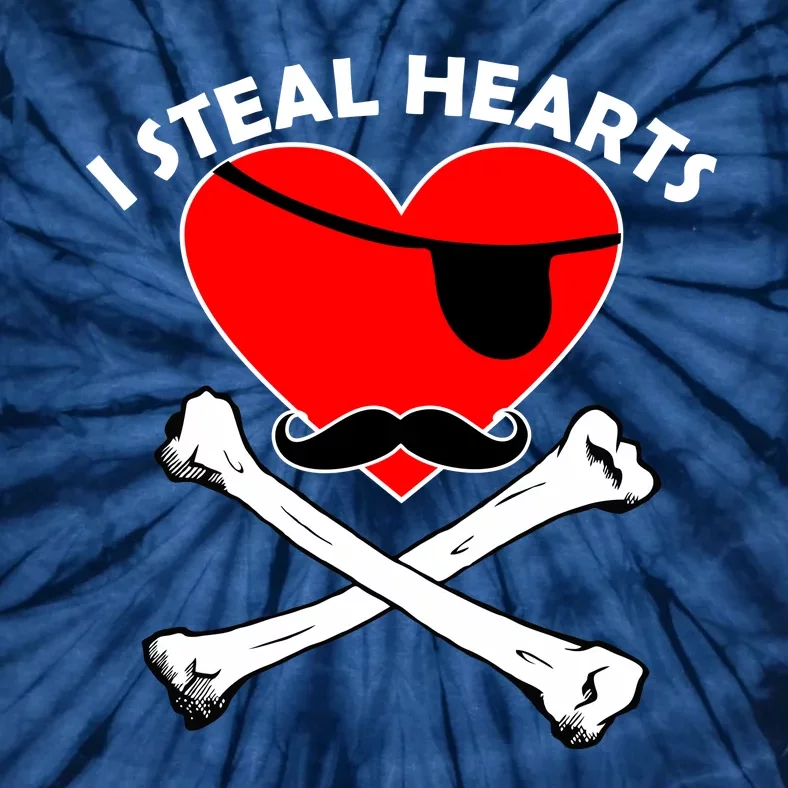 I Steal Hearts Pirate Crossbones Mustache Valentine's Day Design Tie-Dye T-Shirt