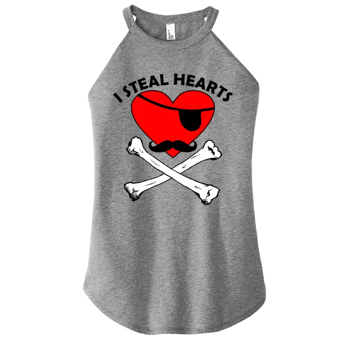 I Steal Hearts Pirate Crossbones Mustache Valentine's Day Design Women’s Perfect Tri Rocker Tank