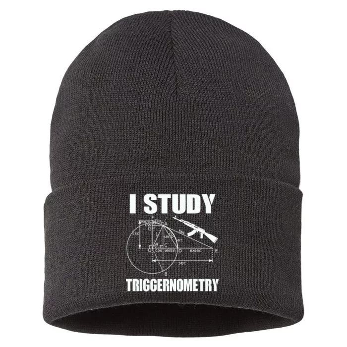 I Study Triggernometry Gun Sustainable Knit Beanie