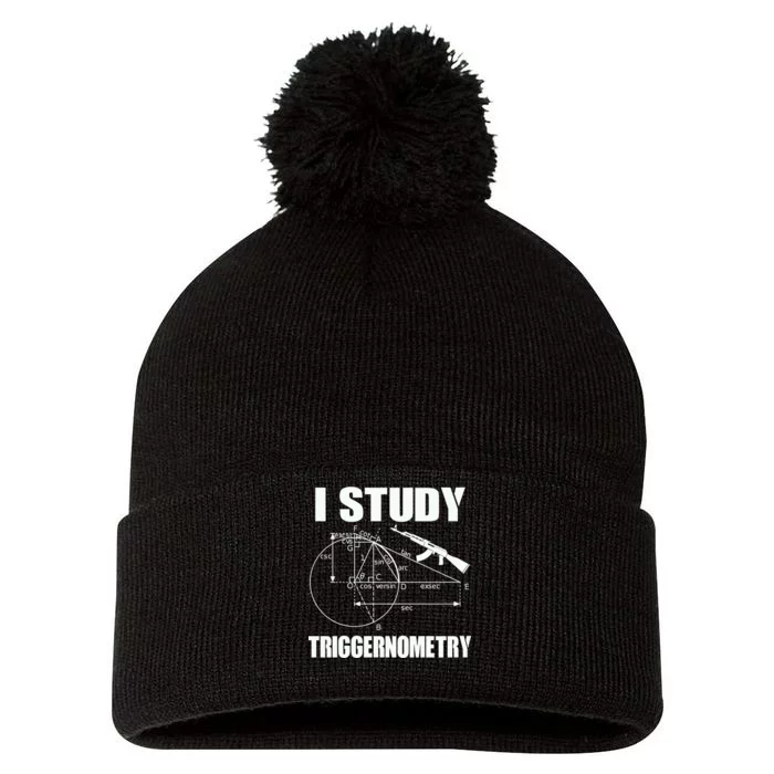 I Study Triggernometry Gun Pom Pom 12in Knit Beanie