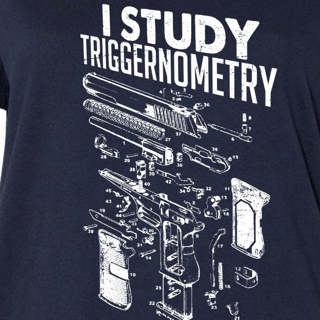 I Study Triggernometry Gun Diagram Women's V-Neck Plus Size T-Shirt