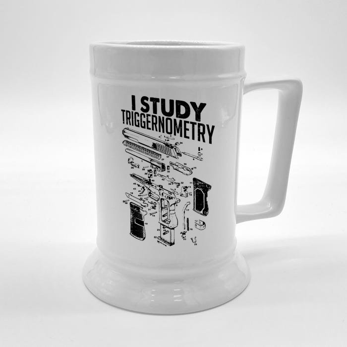 I Study Triggernometry Gun Diagram Front & Back Beer Stein