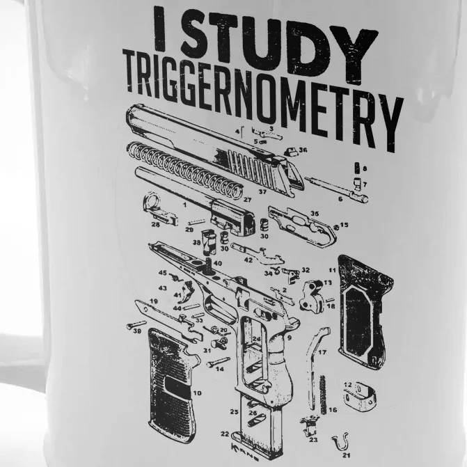 I Study Triggernometry Gun Diagram Front & Back Beer Stein