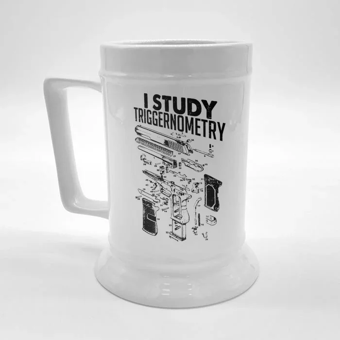 I Study Triggernometry Gun Diagram Front & Back Beer Stein