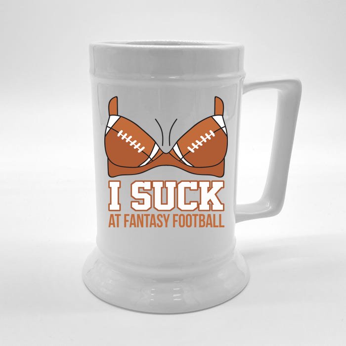 I Suck At Fantasy Football Last Place Front & Back Beer Stein