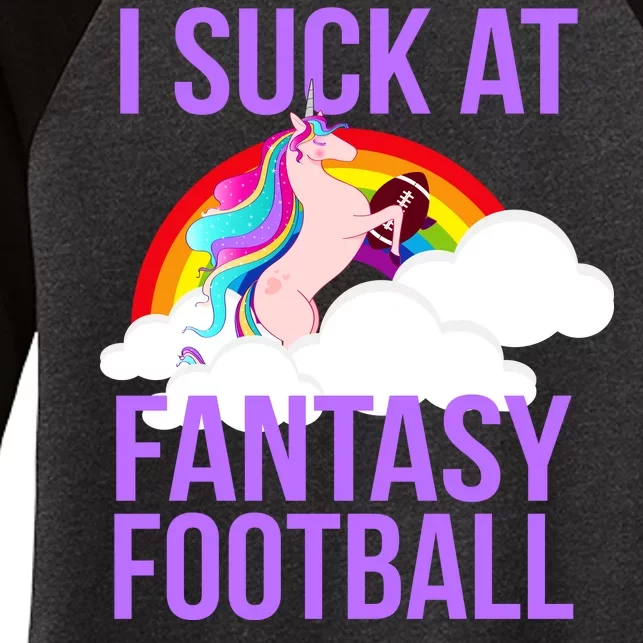 I Suck At Fantasy Football Unicorn Women's Tri-Blend 3/4-Sleeve Raglan Shirt