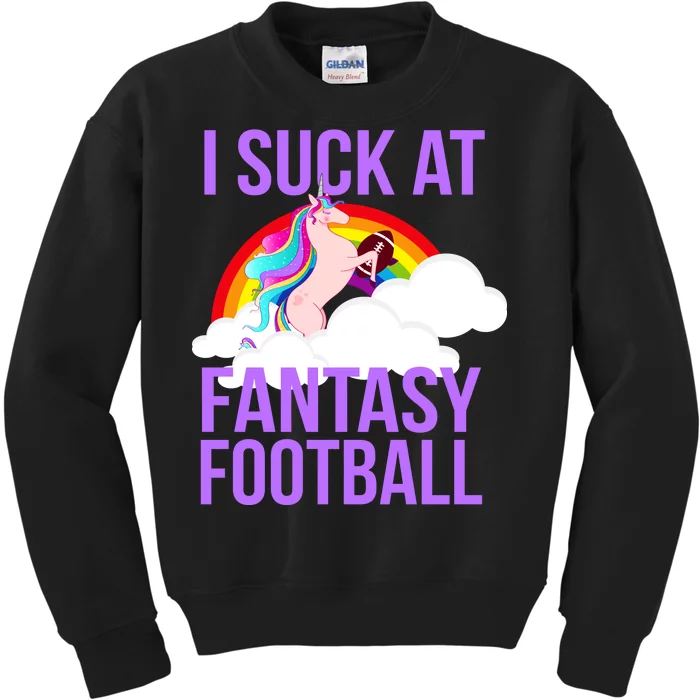 I Suck At Fantasy Football Unicorn Kids Sweatshirt