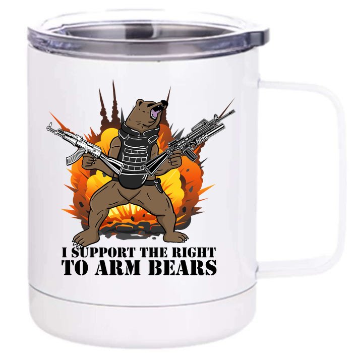 I Support The Right To Arm Bears Front & Back 12oz Stainless Steel Tumbler Cup