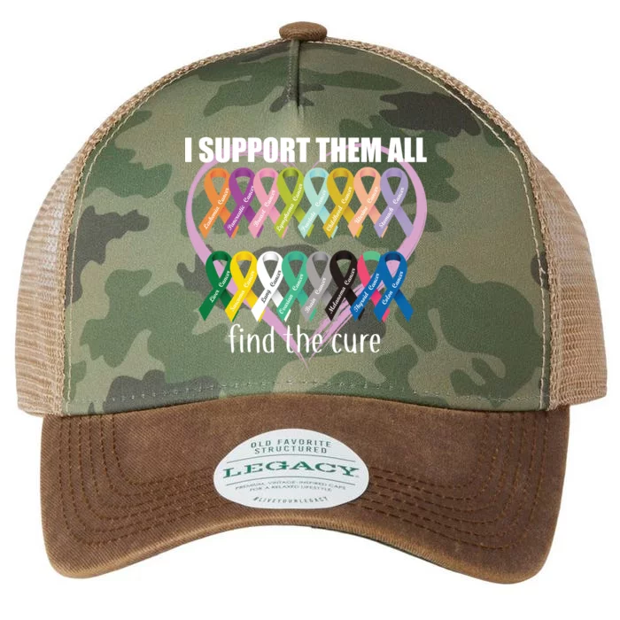 I Support Them All Find A Cure Cancer Awareness Legacy Tie Dye Trucker Hat