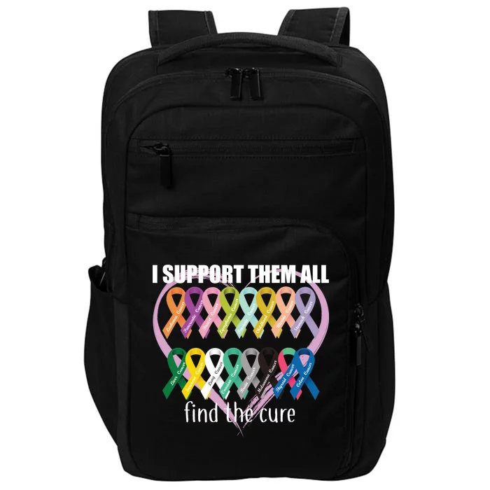 I Support Them All Find A Cure Cancer Awareness Impact Tech Backpack