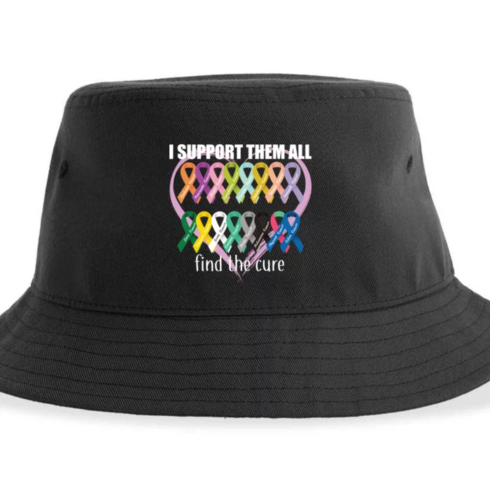 I Support Them All Find A Cure Cancer Awareness Sustainable Bucket Hat