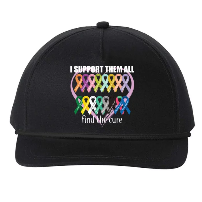 I Support Them All Find A Cure Cancer Awareness Snapback Five-Panel Rope Hat