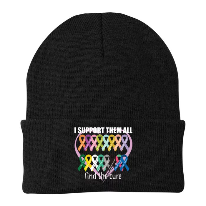 I Support Them All Find A Cure Cancer Awareness Knit Cap Winter Beanie