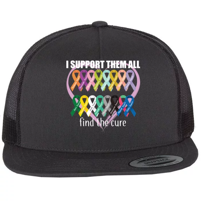 I Support Them All Find A Cure Cancer Awareness Flat Bill Trucker Hat