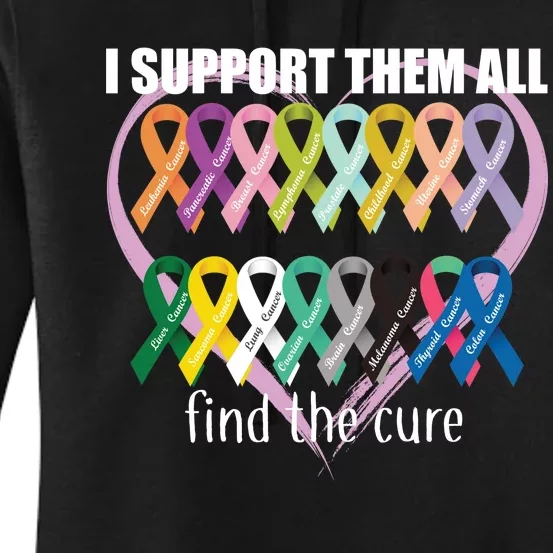 I Support Them All Find A Cure Cancer Awareness Women's Pullover Hoodie