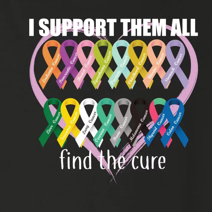 I Support Them All Find A Cure Cancer Awareness Toddler Long Sleeve Shirt