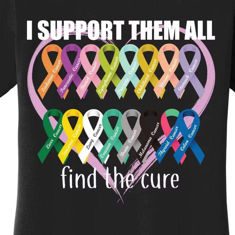 I Support Them All Find A Cure Cancer Awareness Women's T-Shirt