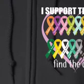 I Support Them All Find A Cure Cancer Awareness Full Zip Hoodie