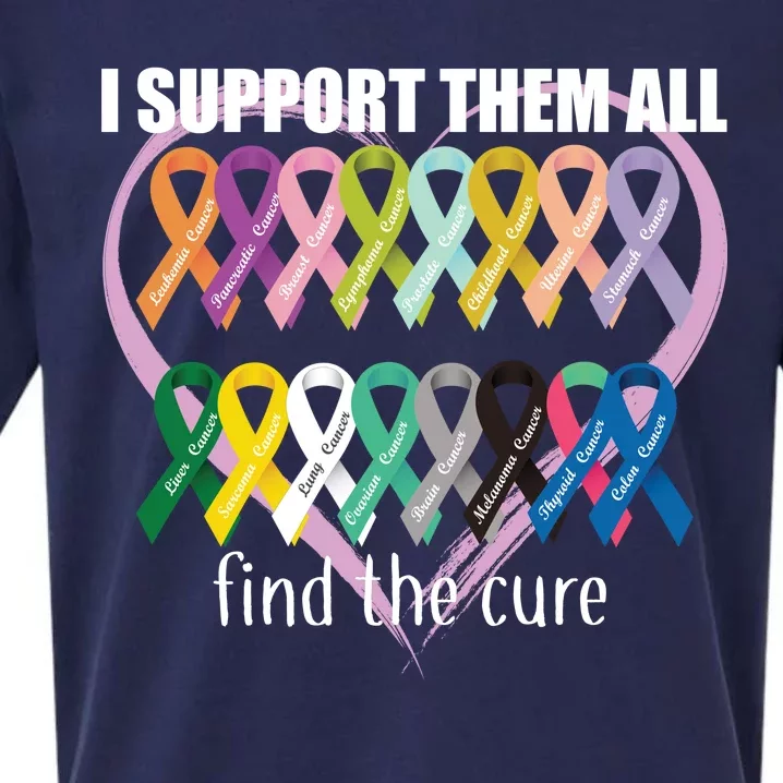 I Support Them All Find A Cure Cancer Awareness Sueded Cloud Jersey T-Shirt