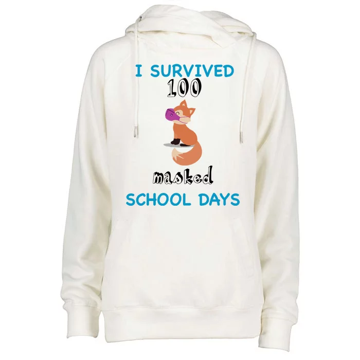 I Survived 100 Masked School Days Womens Funnel Neck Pullover Hood