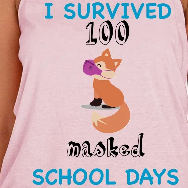 I Survived 100 Masked School Days Women's Knotted Racerback Tank