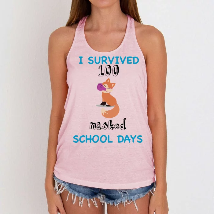 I Survived 100 Masked School Days Women's Knotted Racerback Tank