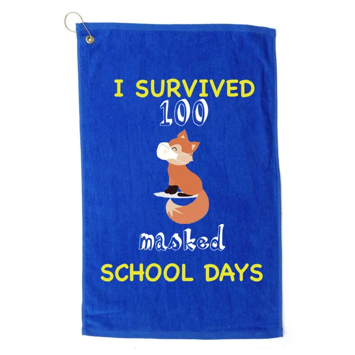 I Survived 100 Masked School Days Platinum Collection Golf Towel