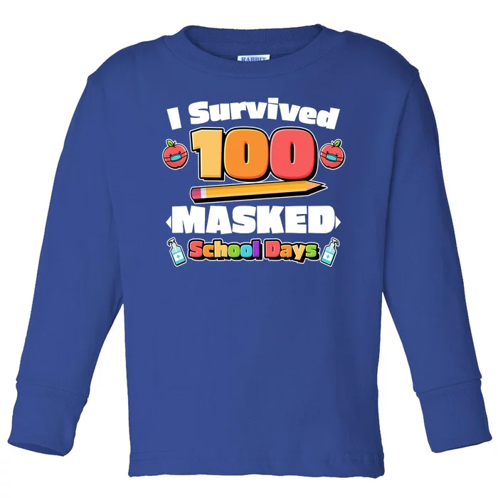 I Survived 100 Masked School Days Pandemic Learning Toddler Long Sleeve Shirt