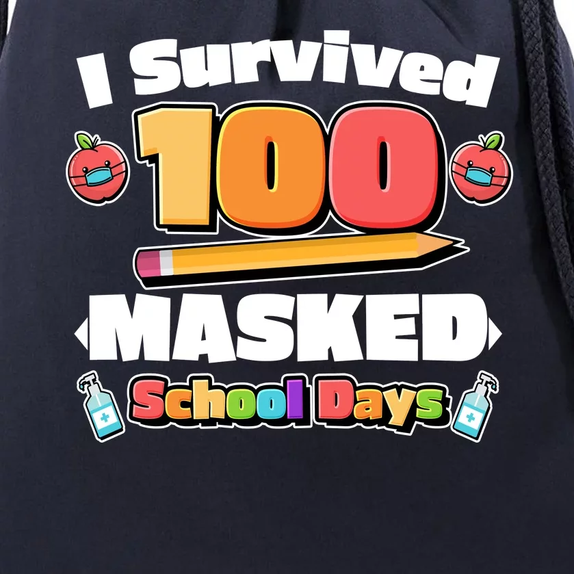 I Survived 100 Masked School Days Pandemic Learning Drawstring Bag