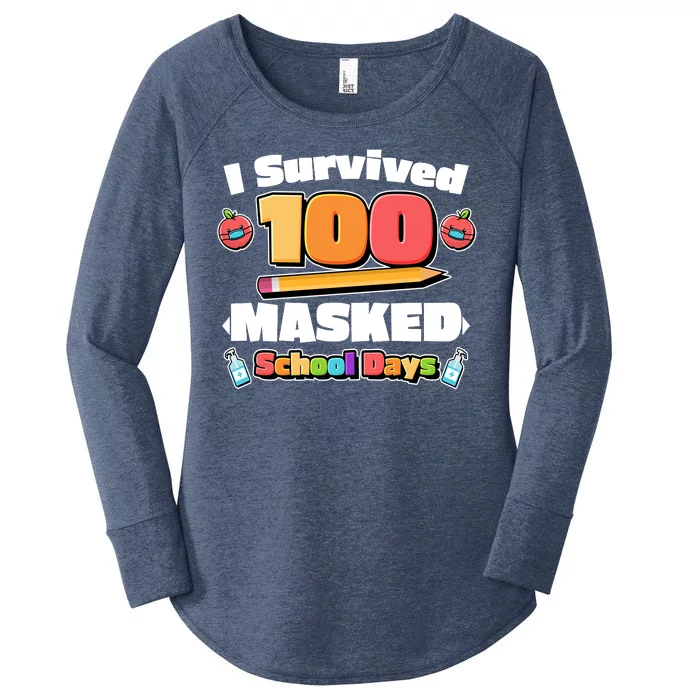 I Survived 100 Masked School Days Pandemic Learning Women's Perfect Tri Tunic Long Sleeve Shirt