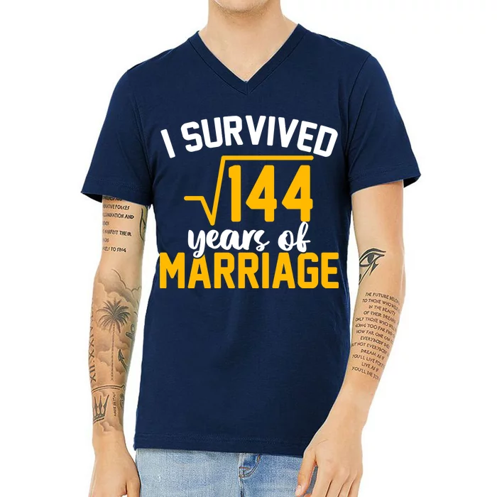 I Survived 144 Years Of Marriage V-Neck T-Shirt