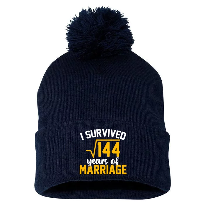 I Survived 144 Years Of Marriage Pom Pom 12in Knit Beanie