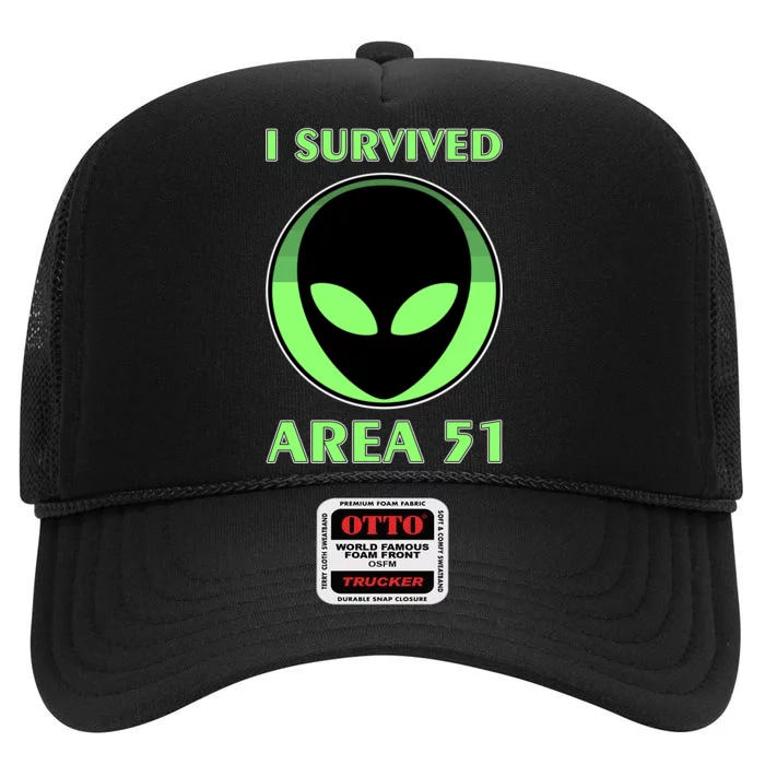 I Survived Area 51 High Crown Mesh Trucker Hat