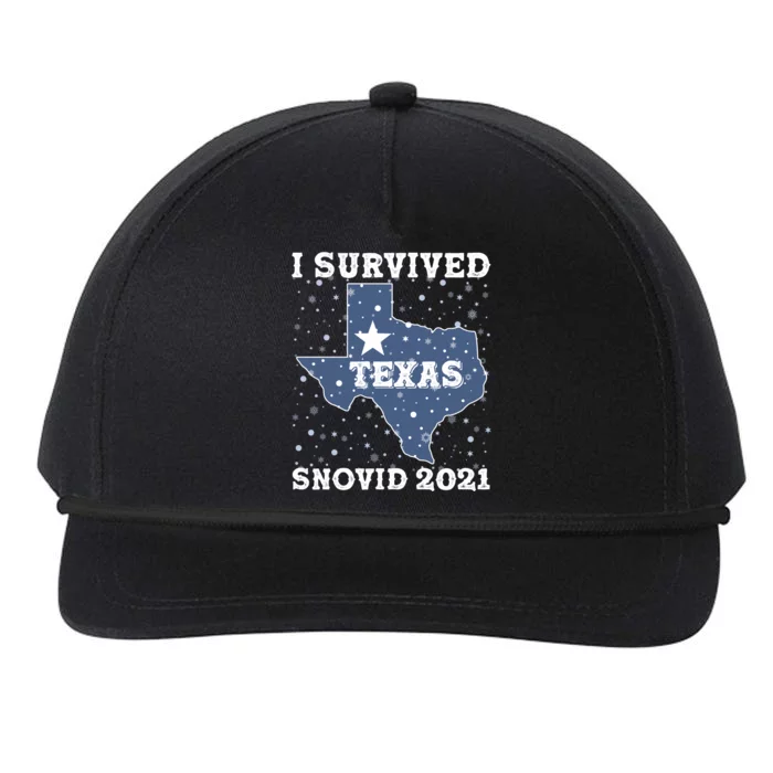 I Survived Snovid 2021Texas Snowstorm Snapback Five-Panel Rope Hat