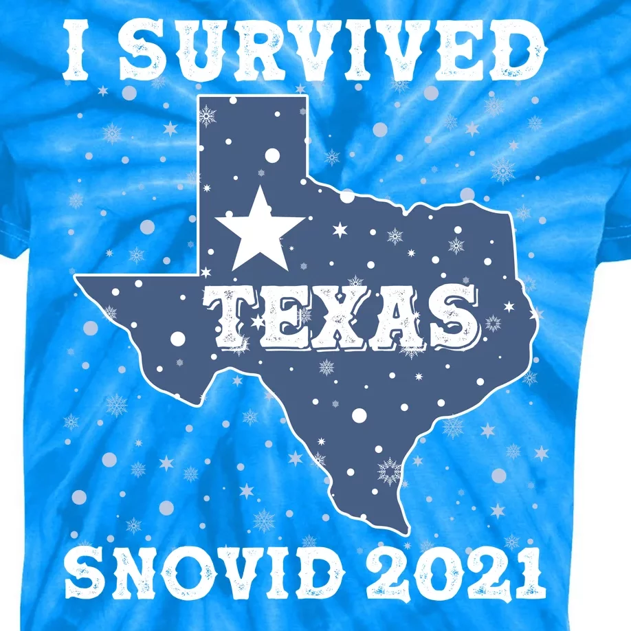 I Survived Snovid 2021Texas Snowstorm Kids Tie-Dye T-Shirt