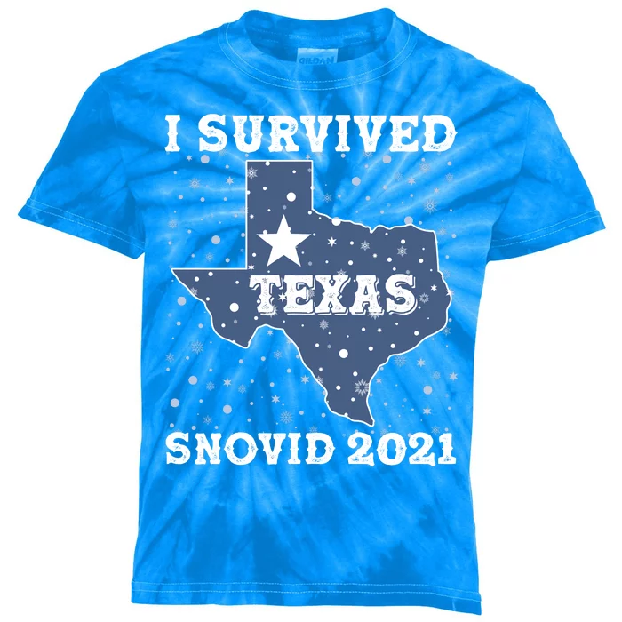 I Survived Snovid 2021Texas Snowstorm Kids Tie-Dye T-Shirt